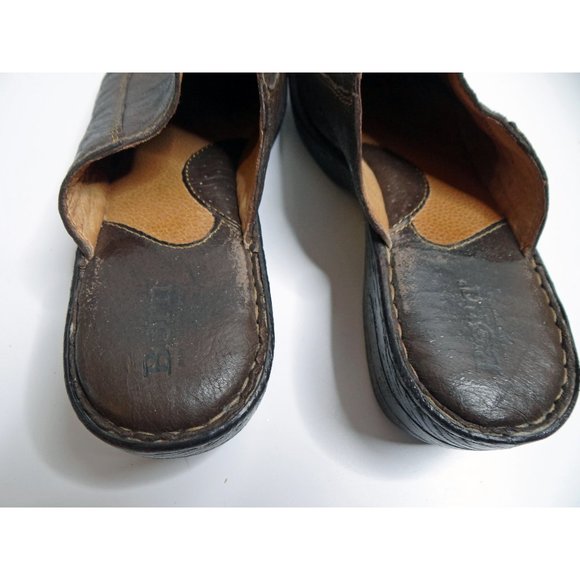 BORN Marley Brown Leather Heeled Mule / Clog with Studded Detail Size 11 - Picture 6 of 10